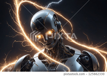 A robot that feels powerful, emits electricity, AI 125662330