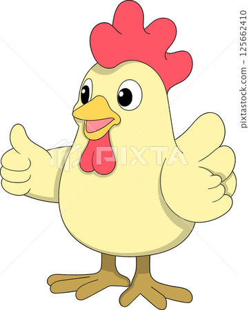Cartoon Doodle Rooster Mascot Giving Thumbs Up Cartoon Doodle Rooster Mascot Giving Thumbs Up 125662410