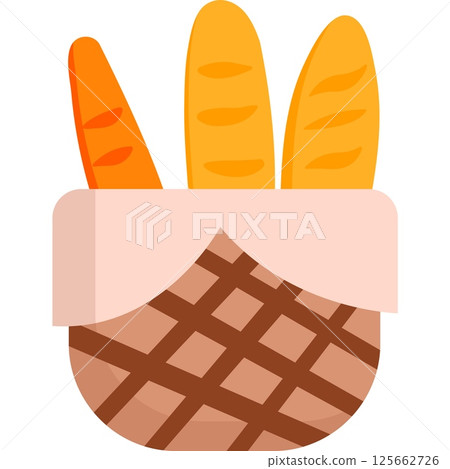 fresh bread in wicker basket vector bakery icon isolated on white 125662726