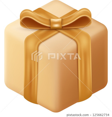 Golden wrapped gift vector icon isolated on white 125662734