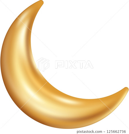 Gold crescent moon vector icon isolated on white Gold crescent moon vector icon isolated on white 125662736