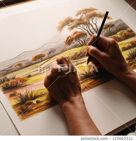 畫圖片的男性手 畫圖片的男性手 125663312