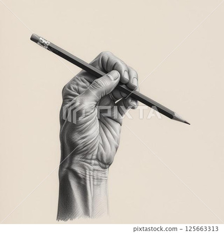 一隻手拿著一支筆的圖畫 125663313
