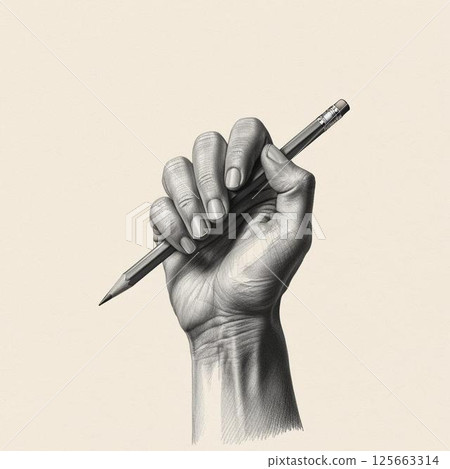 一隻手拿著一支筆的圖畫 125663314