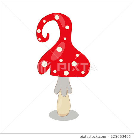 colorful, red fly agaric mushroom on a white background. 125663495