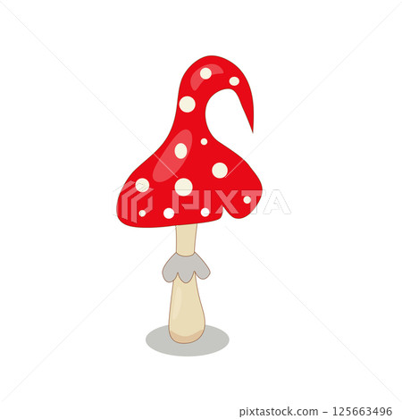 colorful, red fly agaric mushroom on a white background. colorful, red fly agaric mushroom on a white background. 125663496