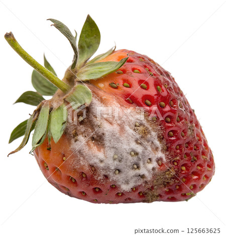 Moldy strawberry isolated on the transparent background 125663625