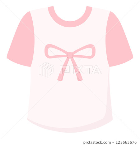 Cute T-shirt, pink and white, pink bow 125663676