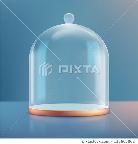 Empty stand cylinder with glass dome 125663868
