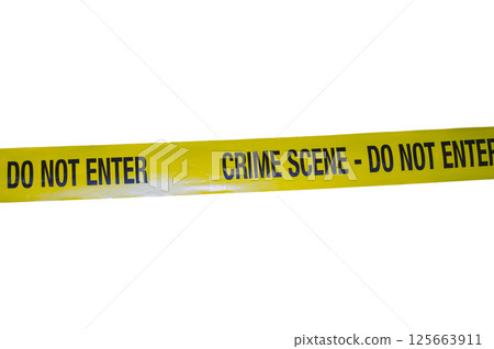 Yellow Crime Scene Do Not Cross Tape Isolated on a white background Yellow Crime Scene Do Not Cross Tape Isolated on a white background 125663911