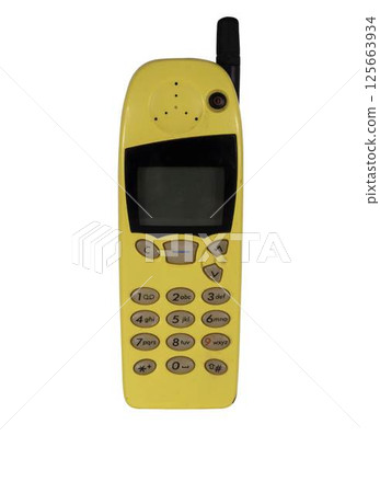 Retro mobile phone with a classic button design on a transparent background. The high resolution and transparent background make it perfect for use in advertising, illustrations, and design projects. Retro mobile phone with a classic button design on a transparent background. The high resolution and transparent background make it perfect for use in advertising, illustrations, and design projects. 125663934