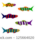 Background with fish. Vector illustration. 125664020