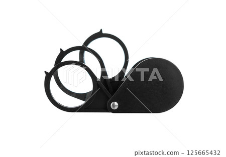 Pocket Magnifying Glass isolated Pocket Magnifying Glass isolated 125665432