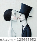 Romantic couple symbolizes the beauty and fragility of love. This expressive design evokes themes of connection and intimacy 125665952