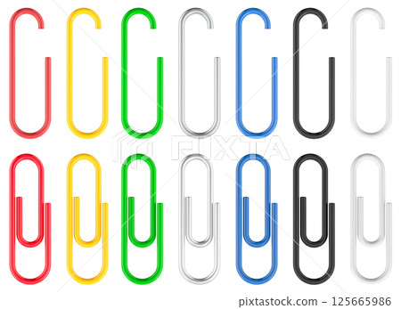 Colored Paper Clips with PVC Coated on the sheet, 3D rendering 125665986