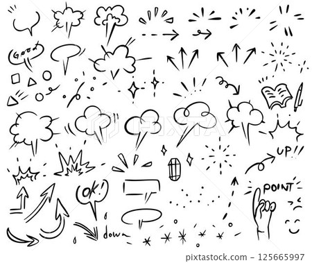 A vector icon set that can be used for frames, speech bubbles, arrows, decorations, etc. 125665997