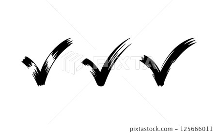 Minimal Brush Tick Symbol. A clean yet dynamic brush-style tick created with minimalistic strokes, adding a touch of motion and energy to any checklist, UI, or project. 125666011