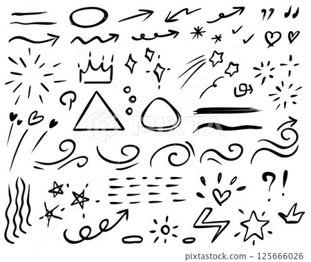 A vector icon set that can be used for frames, speech bubbles, arrows, decorations, etc. 125666026