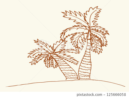 Two palm trees. Vector drawing Two palm trees. Vector drawing 125666058