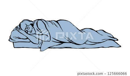 Vector drawing. Ancient sleeping man Vector drawing. Ancient sleeping man 125666066