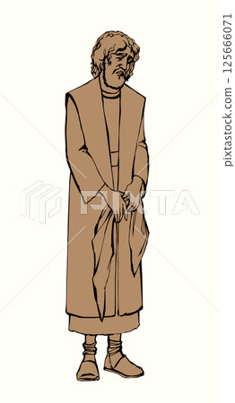 Vector drawing. Upset old man 125666071
