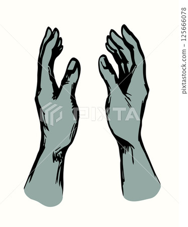 Young human hands. Vector drawing Young human hands. Vector drawing 125666078