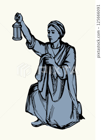 Vector drawing. Girl with lantern Vector drawing. Girl with lantern 125666091