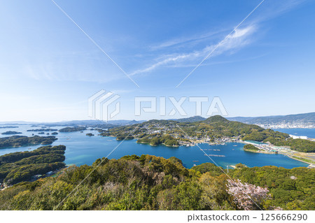 View of the Kujukushima Islands and the blue sea from Tenkaiho 125666290