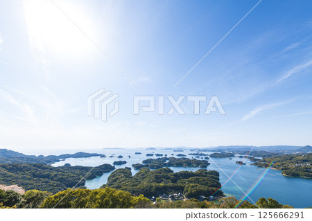 View of the Kujukushima Islands and the blue sea from Tenkaiho 125666291