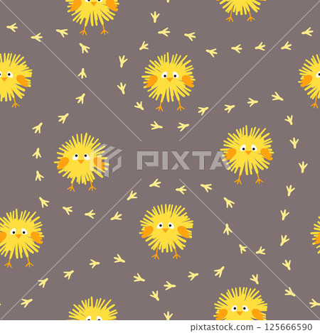 Seamless baby pattern with cute little chickens Seamless baby pattern with cute little chickens 125666590