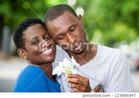 Close-up of young couple, happy. 125666847