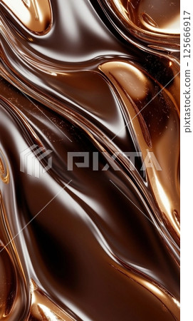 Abstraction, liquid plastic material with curved lines and moving gradient of brown color. Abstraction, liquid plastic material with curved lines and moving gradient of brown color. 125666917