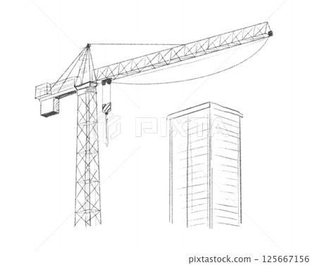 Building crane sketch 125667156