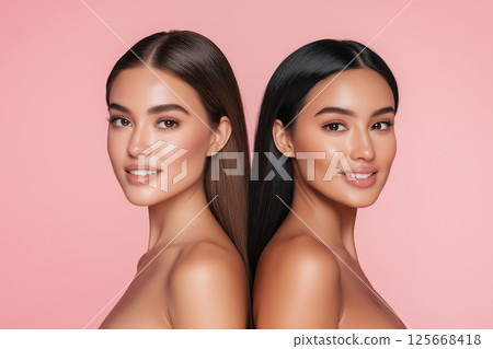 Beauty, Portrait, Women, Skin, Makeup, Fashion, Smiling, Hairstyle, Glamour, Photography for stock 125668418