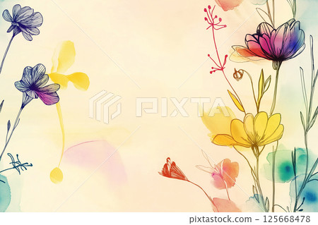Floral background with colorful flowers in artistic design and illustration showing watercolor abstract Floral background with colorful flowers in artistic design and illustration showing watercolor abstract 125668478