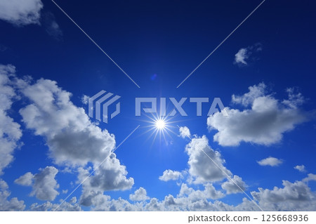 Summer blue sky and white clouds Summer blue sky and white clouds 125668936