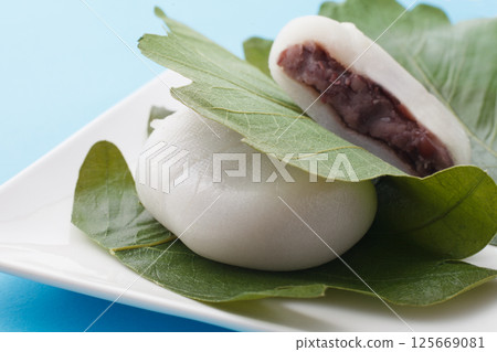 Kashiwamochi (Oak leaf mochi) Studio shot 125669081