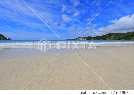 美麗的沙灘和藍色的大海 125669624