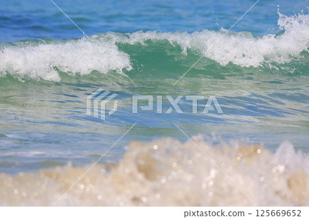 beautiful sandy beach and blue sea 125669652