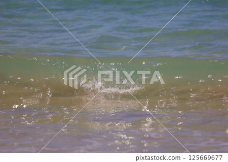 beautiful sandy beach and blue sea 125669677
