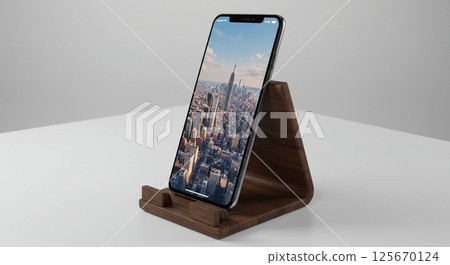 A smartphone stand that gives off the warmth of wood 125670124
