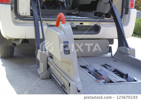 Welfare vehicle with wheelchair lift Welfare vehicle with wheelchair lift 125670193