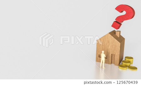 The House and question mark for real estate or property concept 3d rendering. 125670439