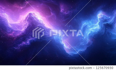 粉紅色和藍色發光的奇妙能量波紋景觀外太空 125670930