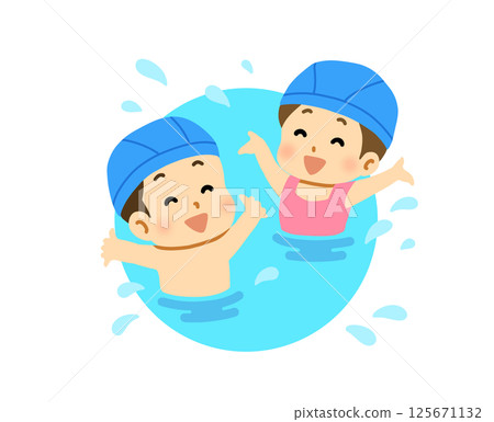 孩子們在游泳池裡玩耍 孩子們在游泳池裡玩耍 125671132