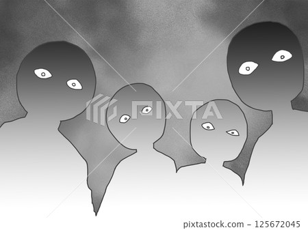 People looking down on others with cold eyes Gray background 125672045