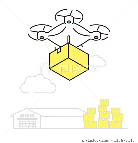 Simple illustration Vector illustration of a drone delivering luggage 125672113