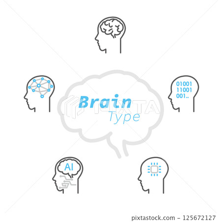 Simple illustration of various types of brains vector illustration 125672127