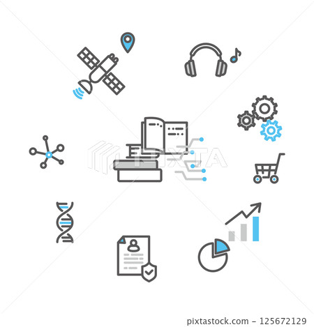 簡單插畫AI技術圖像向量圖 125672129