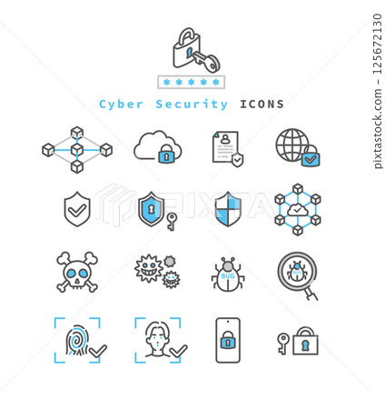 簡單插圖網路安全圖示集向量插圖 125672130